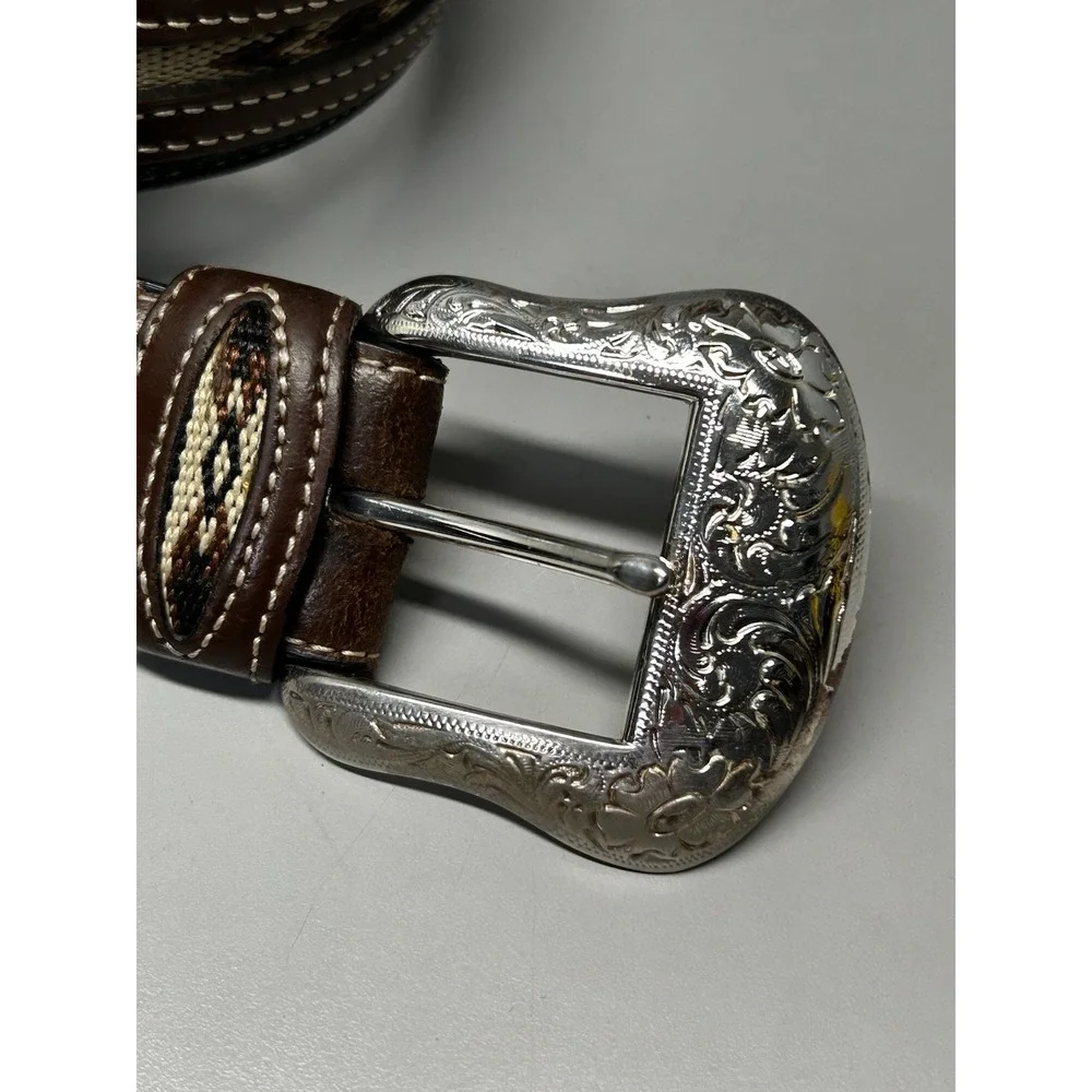 Nocona Belt Co. Western Leather Cowboy Belt Silver Buckle Men's Size 40